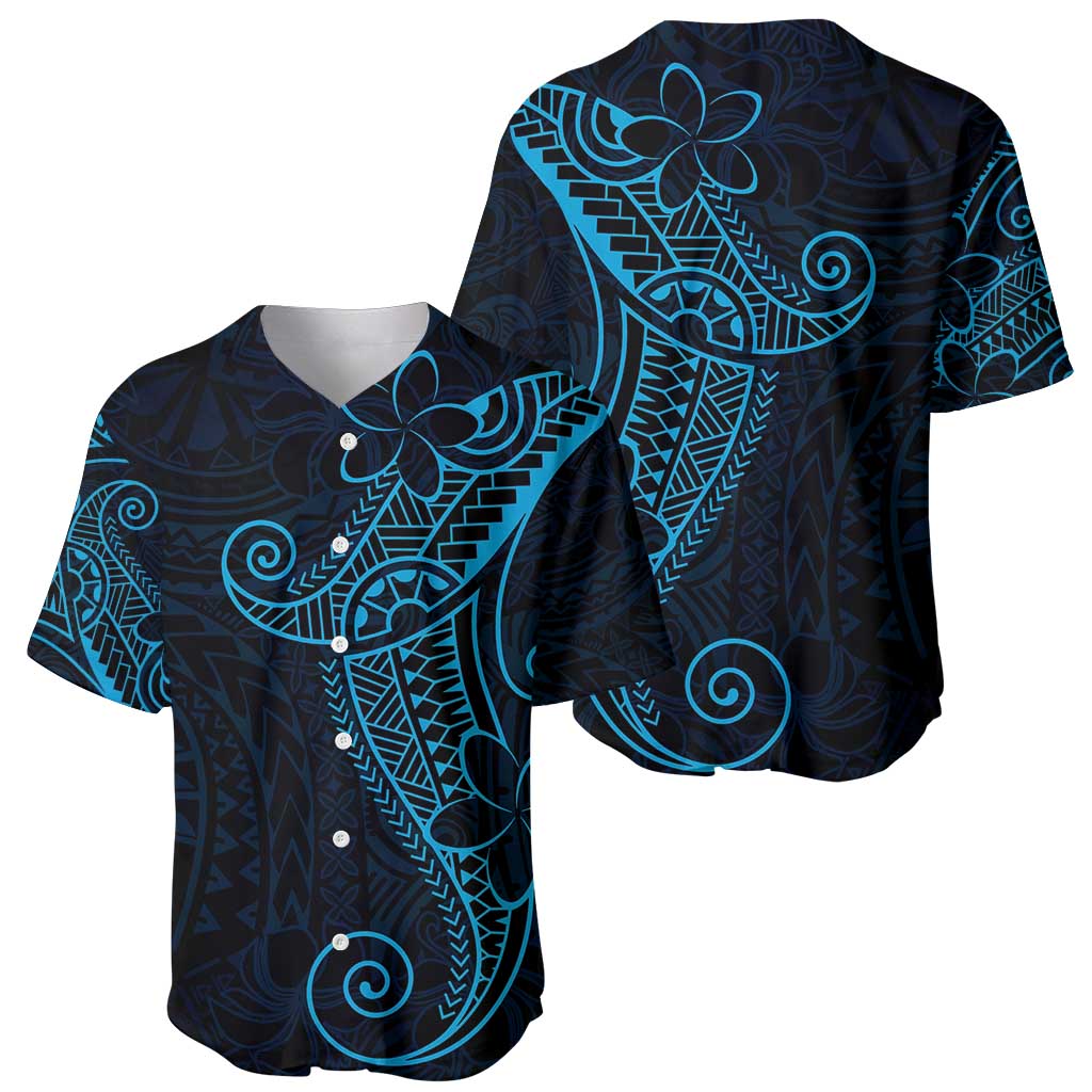 Black Blue Polynesian Tribal Baseball Jersey LT9 - Polynesian Pride