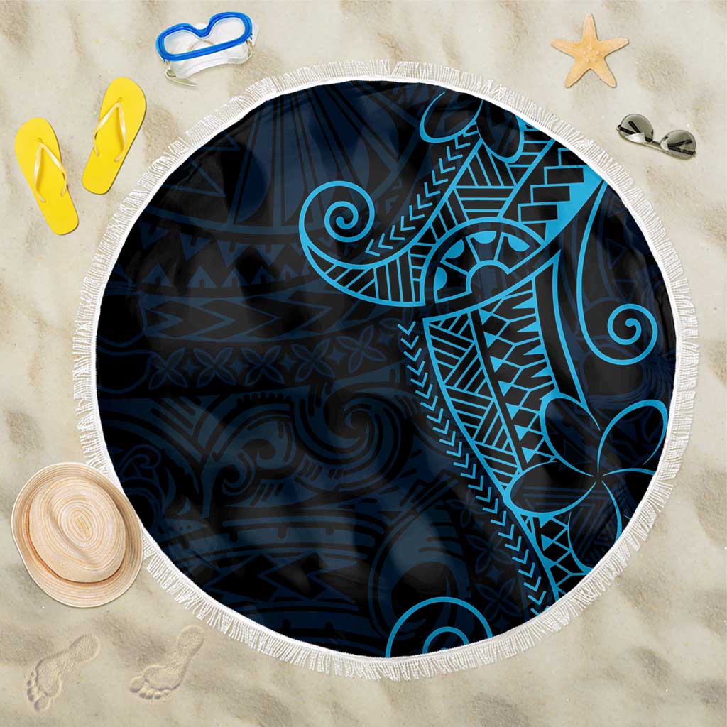 Black Blue Polynesian Tribal Beach Blanket - Polynesian Pride