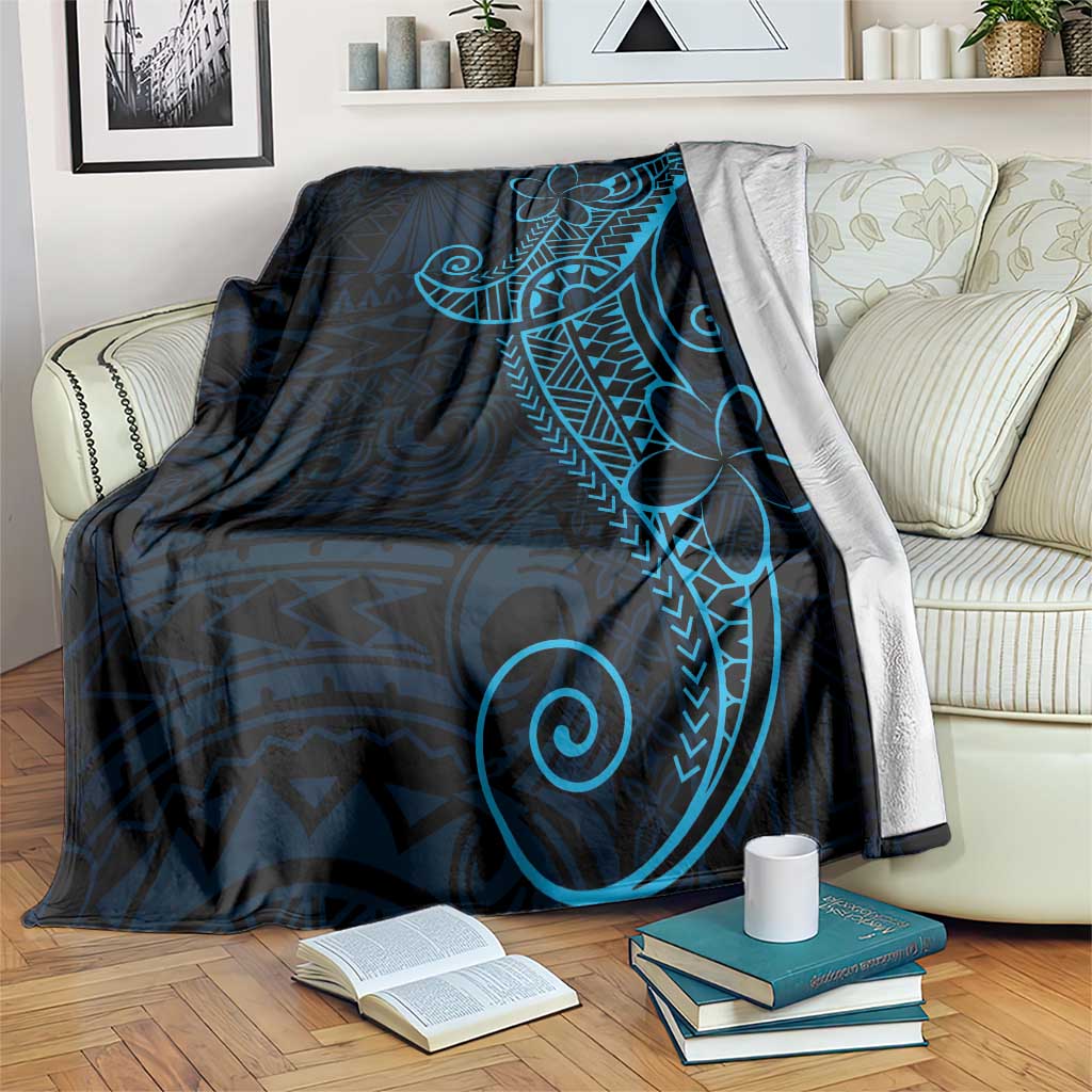 Black Blue Polynesian Tribal Blanket LT9 Blue - Polynesian Pride