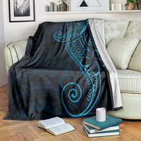 Black Blue Polynesian Tribal Blanket LT9 Blue - Polynesian Pride