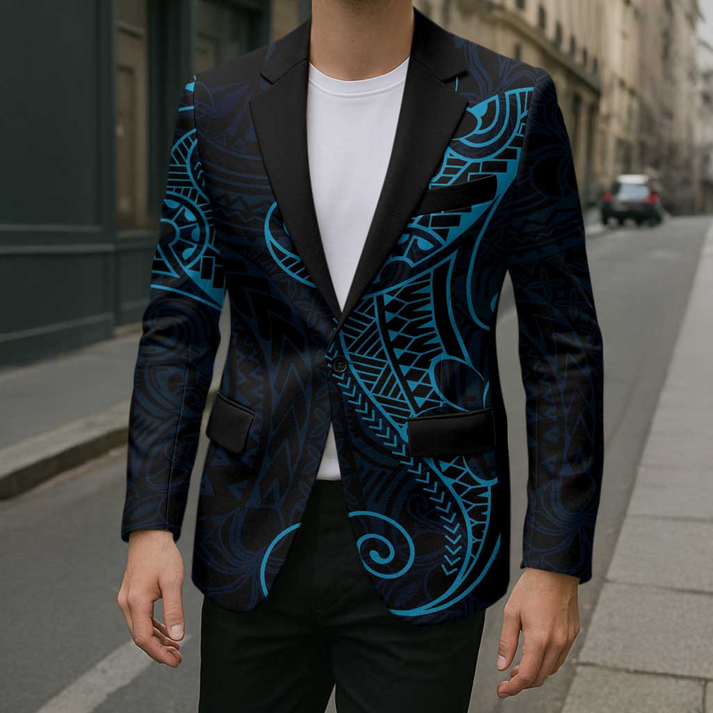Black Blue Polynesian Tribal Blazer - Polynesian Pride