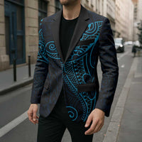 Black Blue Polynesian Tribal Blazer - Polynesian Pride