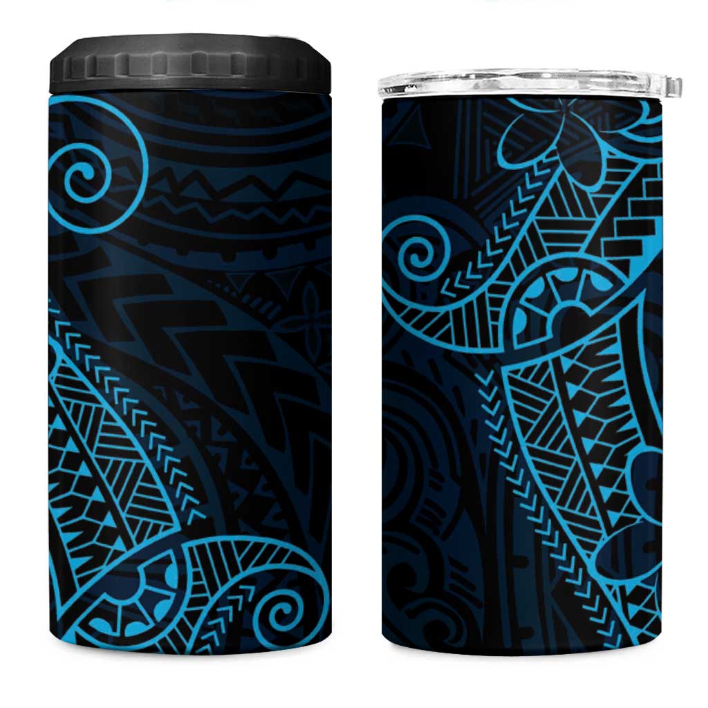 Black Blue Polynesian Tribal 4 in 1 Can Cooler Tumbler - Polynesian Pride
