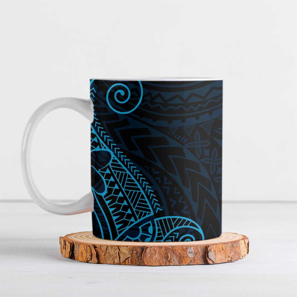 Black Blue Polynesian Tribal Ceramic Mug - Polynesian Pride