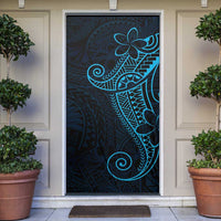 Black Blue Polynesian Tribal Door Cover - Polynesian Pride