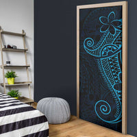 Black Blue Polynesian Tribal Door Cover - Polynesian Pride
