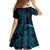 Black Blue Polynesian Tribal Family Matching Long Sleeve Bodycon Dress and Hawaiian Shirt - Polynesian Pride