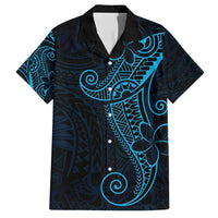 Black Blue Polynesian Tribal Family Matching Long Sleeve Bodycon Dress and Hawaiian Shirt LT9 Dad's Shirt - Short Sleeve Blue - Polynesian Pride