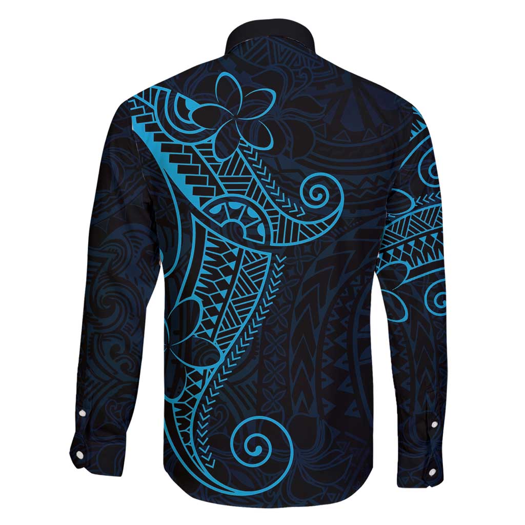 Black Blue Polynesian Tribal Family Matching Long Sleeve Bodycon Dress and Hawaiian Shirt LT9 - Polynesian Pride