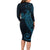 Black Blue Polynesian Tribal Family Matching Long Sleeve Bodycon Dress and Hawaiian Shirt - Polynesian Pride