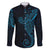 Black Blue Polynesian Tribal Family Matching Short Sleeve Bodycon Dress and Hawaiian Shirt - Polynesian Pride