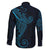 Black Blue Polynesian Tribal Family Matching Short Sleeve Bodycon Dress and Hawaiian Shirt - Polynesian Pride