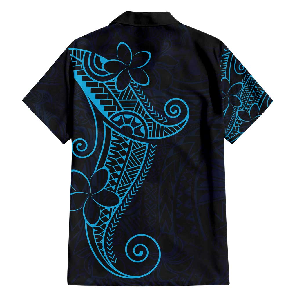 Black Blue Polynesian Tribal Family Matching Summer Maxi Dress and Hawaiian Shirt - Polynesian Pride
