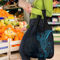 Black Blue Polynesian Tribal Grocery Bag - Polynesian Pride