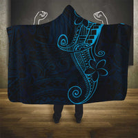 Black Blue Polynesian Tribal Hooded Blanket - Polynesian Pride