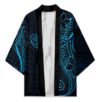 Black Blue Polynesian Tribal Kimono - Polynesian Pride