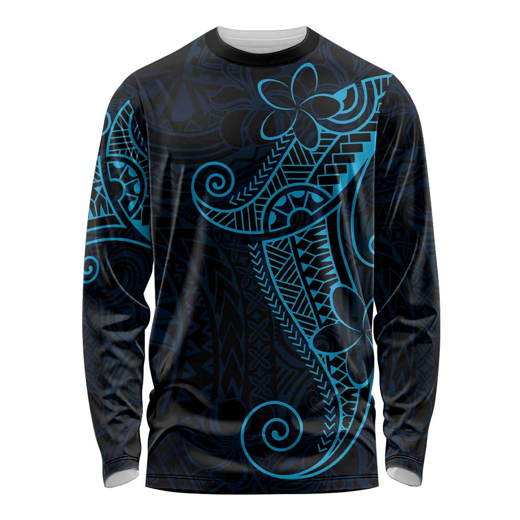 Black Blue Polynesian Tribal Long Sleeve Shirt LT9 Unisex Blue - Polynesian Pride