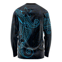 Black Blue Polynesian Tribal Long Sleeve Shirt LT9 - Polynesian Pride