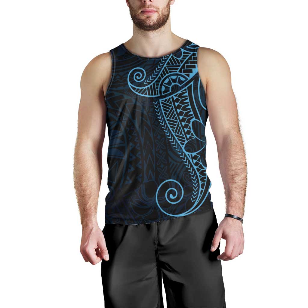 Black Blue Polynesian Tribal Men Tank Top LT9 - Polynesian Pride