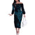 Black Blue Polynesian Tribal Off The Shoulder Long Sleeve Dress - Polynesian Pride