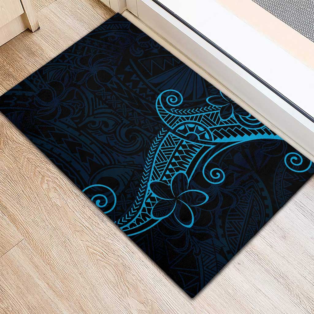 Black Blue Polynesian Tribal Rubber Doormat LT9 - Polynesian Pride
