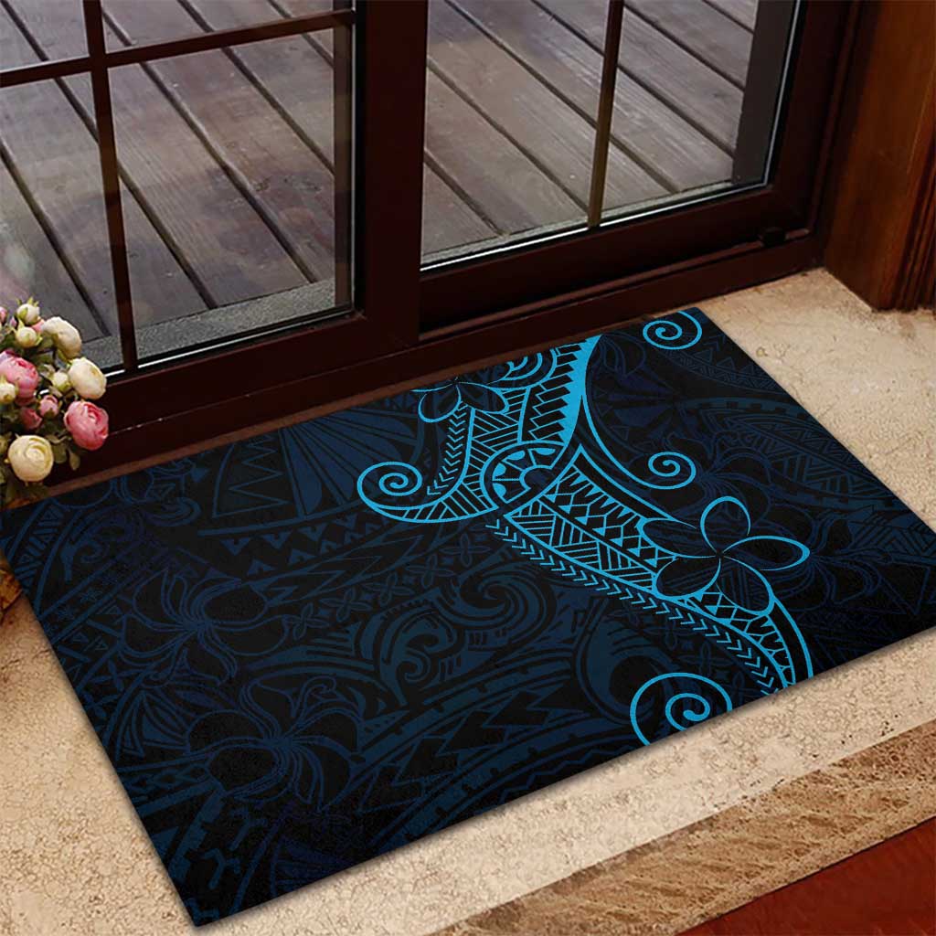 Black Blue Polynesian Tribal Rubber Doormat LT9 - Polynesian Pride