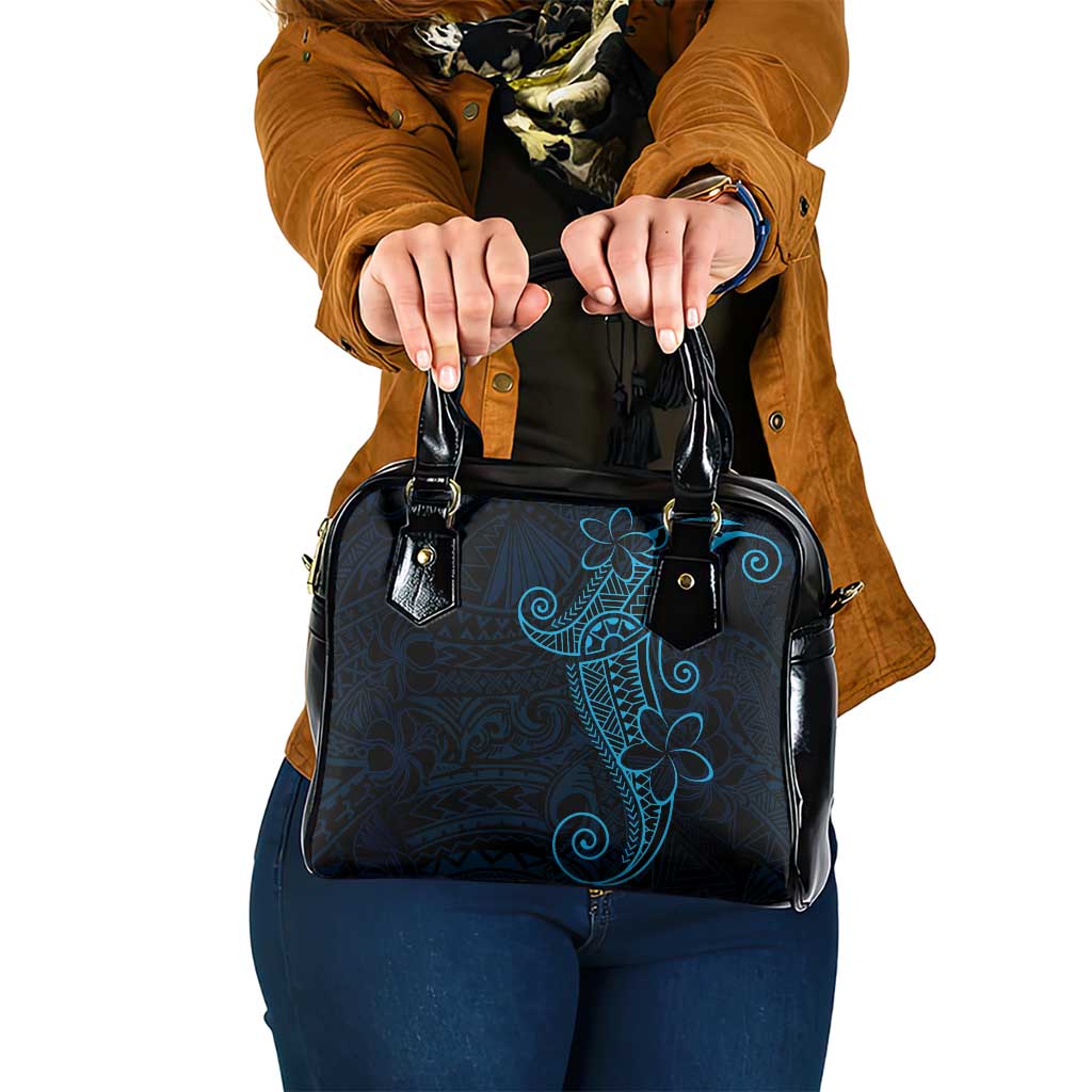 Black Blue Polynesian Tribal Shoulder Handbag - Polynesian Pride
