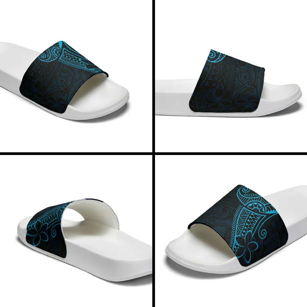 Black Blue Polynesian Tribal Slide Sandals - Polynesian Pride