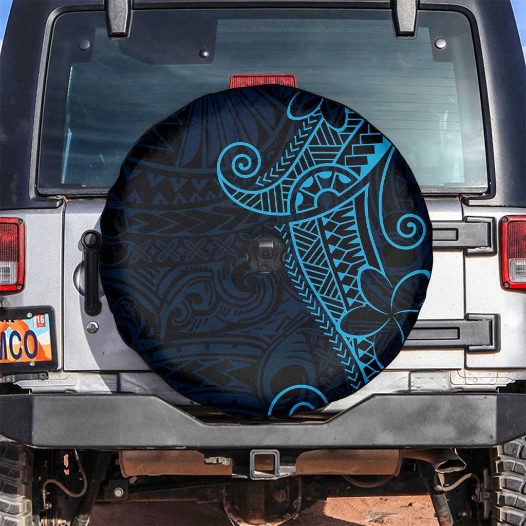 Black Blue Polynesian Tribal Spare Tire Cover - Polynesian Pride