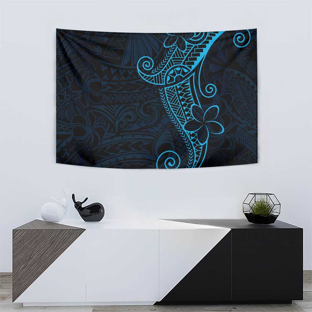 Black Blue Polynesian Tribal Tapestry - Polynesian Pride