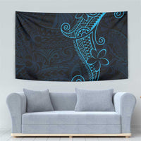 Black Blue Polynesian Tribal Tapestry - Polynesian Pride