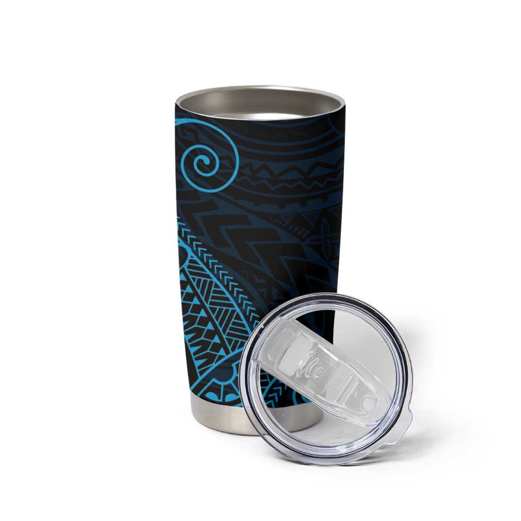 Black Blue Polynesian Tribal Tumbler Cup - Polynesian Pride