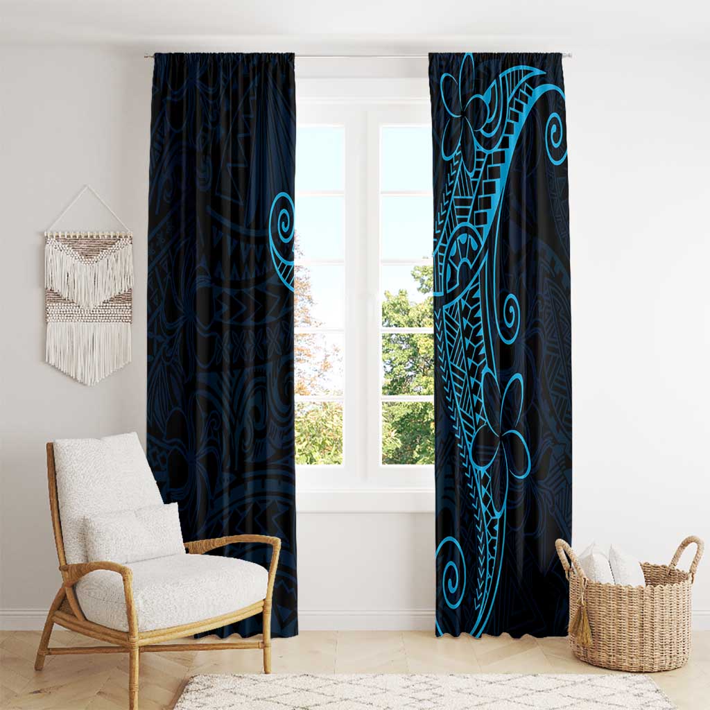 Black Blue Polynesian Tribal Window Curtain - Polynesian Pride