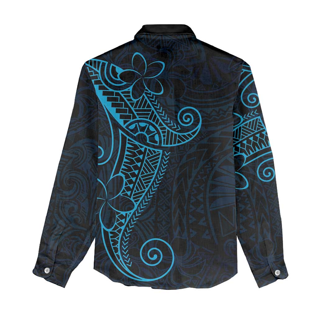 Black Blue Polynesian Tribal Women Casual Shirt LT9 - Polynesian Pride