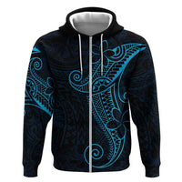 Black Blue Polynesian Tribal Zip Hoodie LT9 Zip Hoodie Blue - Polynesian Pride