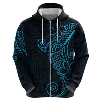 Black Blue Polynesian Tribal Zip Hoodie LT9 - Polynesian Pride