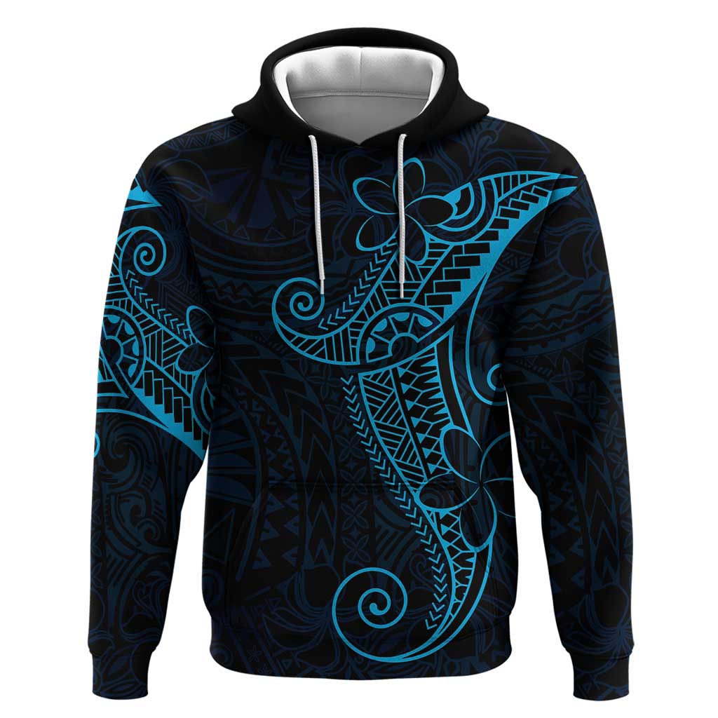 Black Blue Polynesian Tribal Zip Hoodie LT9 Pullover Hoodie Blue - Polynesian Pride