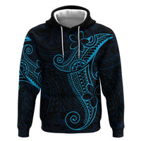 Black Blue Polynesian Tribal Zip Hoodie LT9 Pullover Hoodie Blue - Polynesian Pride