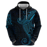 Black Blue Polynesian Tribal Zip Hoodie LT9 - Polynesian Pride
