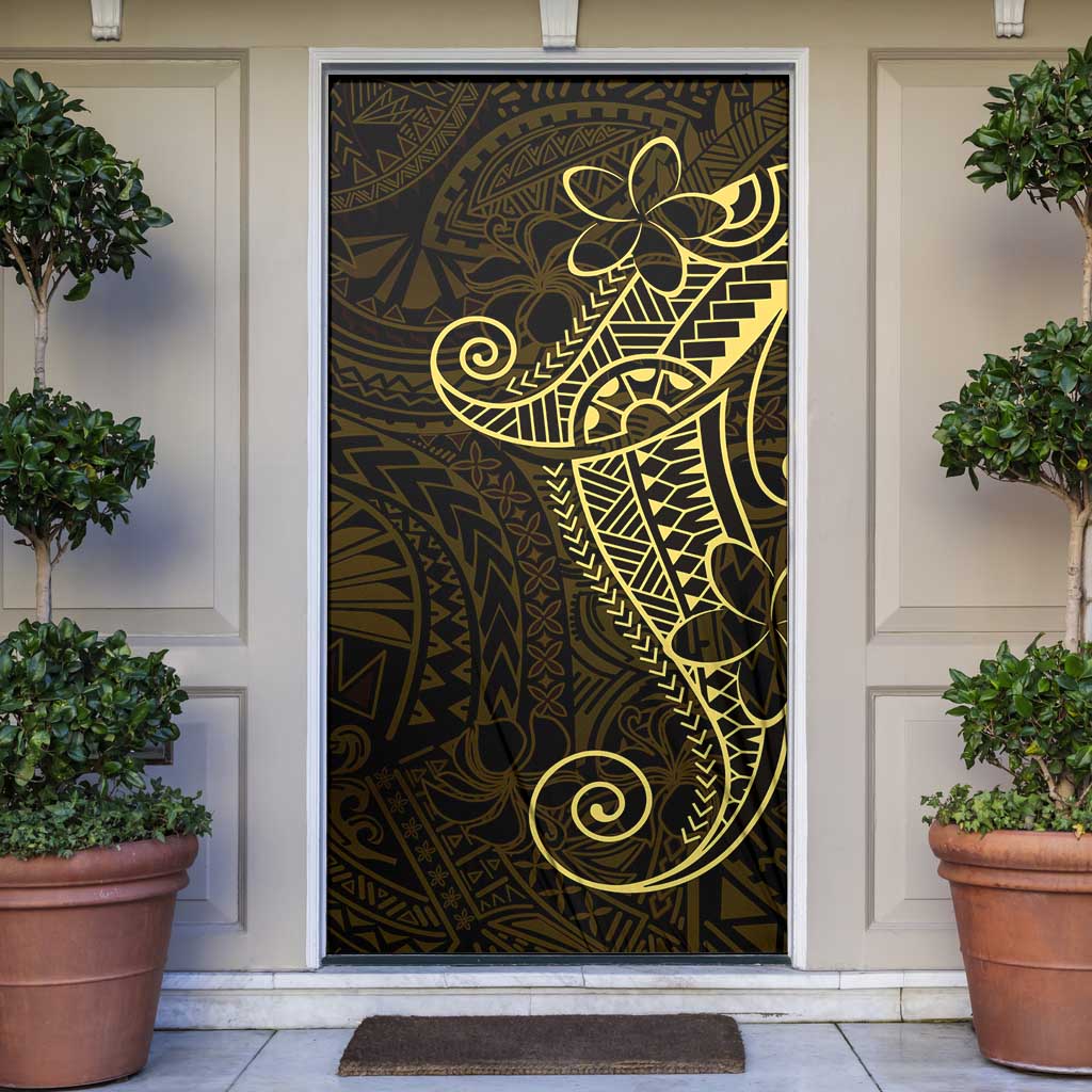 Black Gold Polynesian Tribal Door Cover - Polynesian Pride