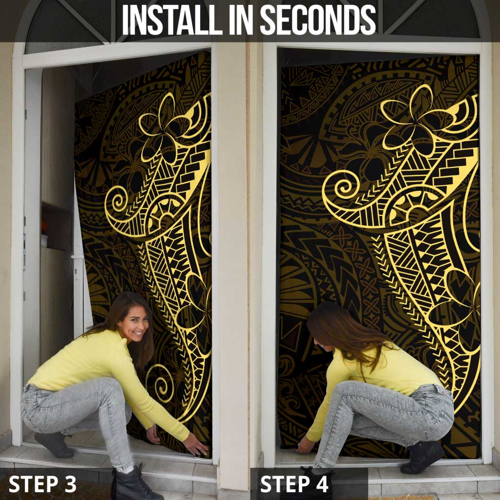 Black Gold Polynesian Tribal Door Cover - Polynesian Pride