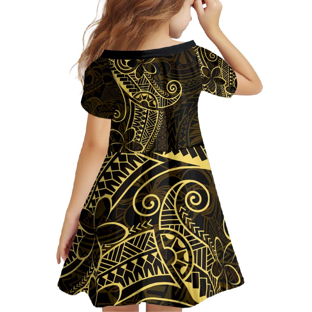 Black Gold Polynesian Tribal Family Matching Long Sleeve Bodycon Dress and Hawaiian Shirt LT9 - Polynesian Pride