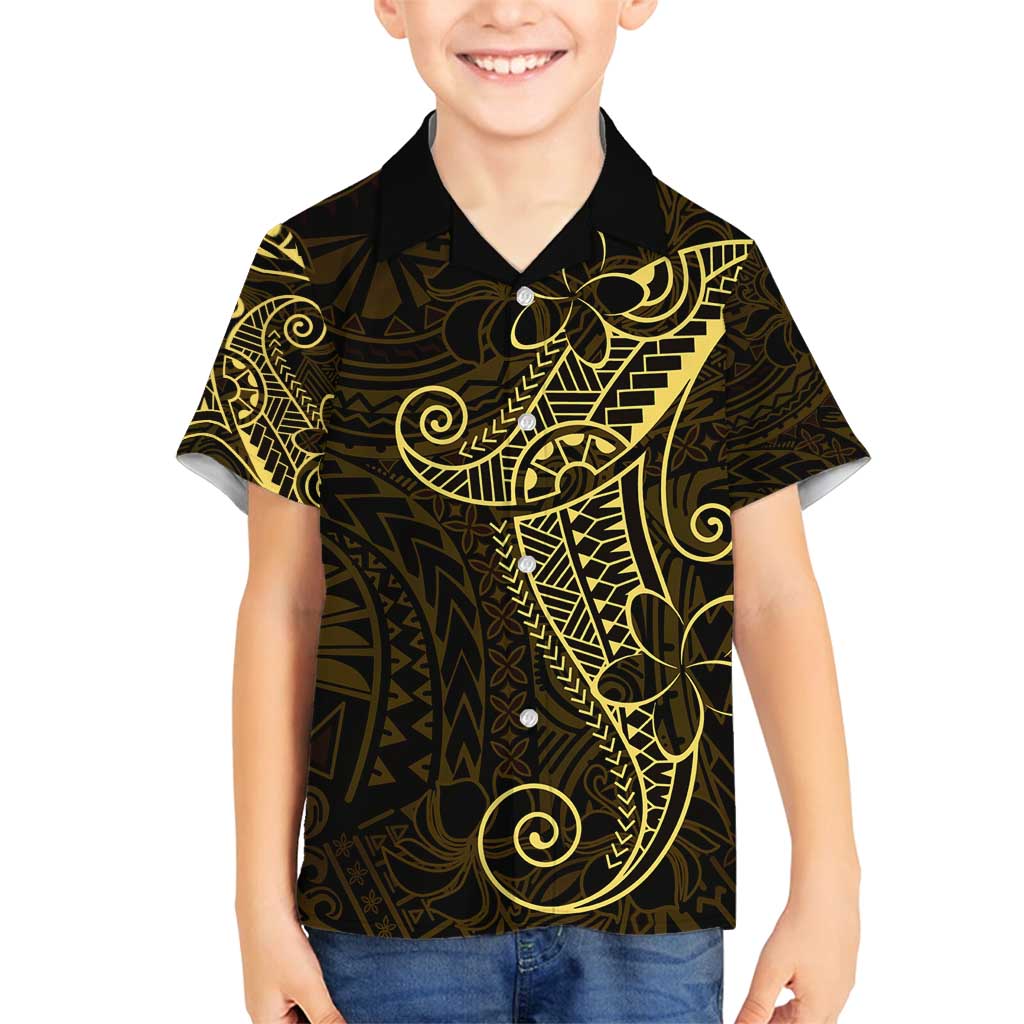 Black Gold Polynesian Tribal Family Matching Long Sleeve Bodycon Dress and Hawaiian Shirt LT9 Son's Shirt Gold - Polynesian Pride