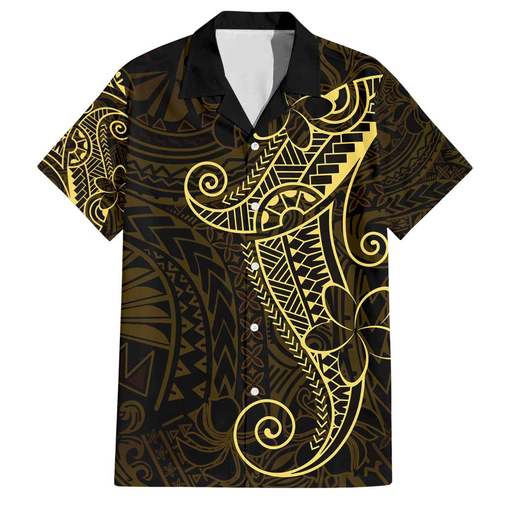 Black Gold Polynesian Tribal Family Matching Off Shoulder Short Dress and Hawaiian Shirt - Polynesian Pride