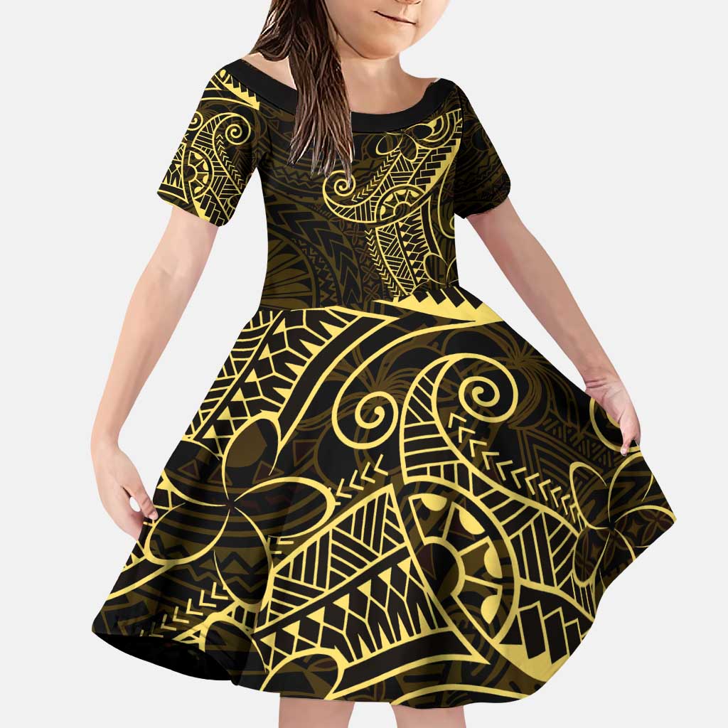 Black Gold Polynesian Tribal Family Matching Puletasi and Hawaiian Shirt - Polynesian Pride