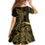 Black Gold Polynesian Tribal Family Matching Short Sleeve Bodycon Dress and Hawaiian Shirt - Polynesian Pride