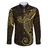 Black Gold Polynesian Tribal Family Matching Short Sleeve Bodycon Dress and Hawaiian Shirt LT9 Dad's Shirt - Long Sleeve Gold - Polynesian Pride