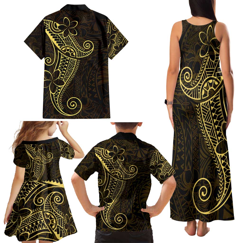 Black Gold Polynesian Tribal Family Matching Tank Maxi Dress and Hawaiian Shirt - Polynesian Pride