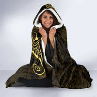 Black Gold Polynesian Tribal Hooded Blanket - Polynesian Pride