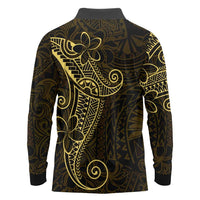 Black Gold Polynesian Tribal Long Sleeve Polo Shirt - Polynesian Pride